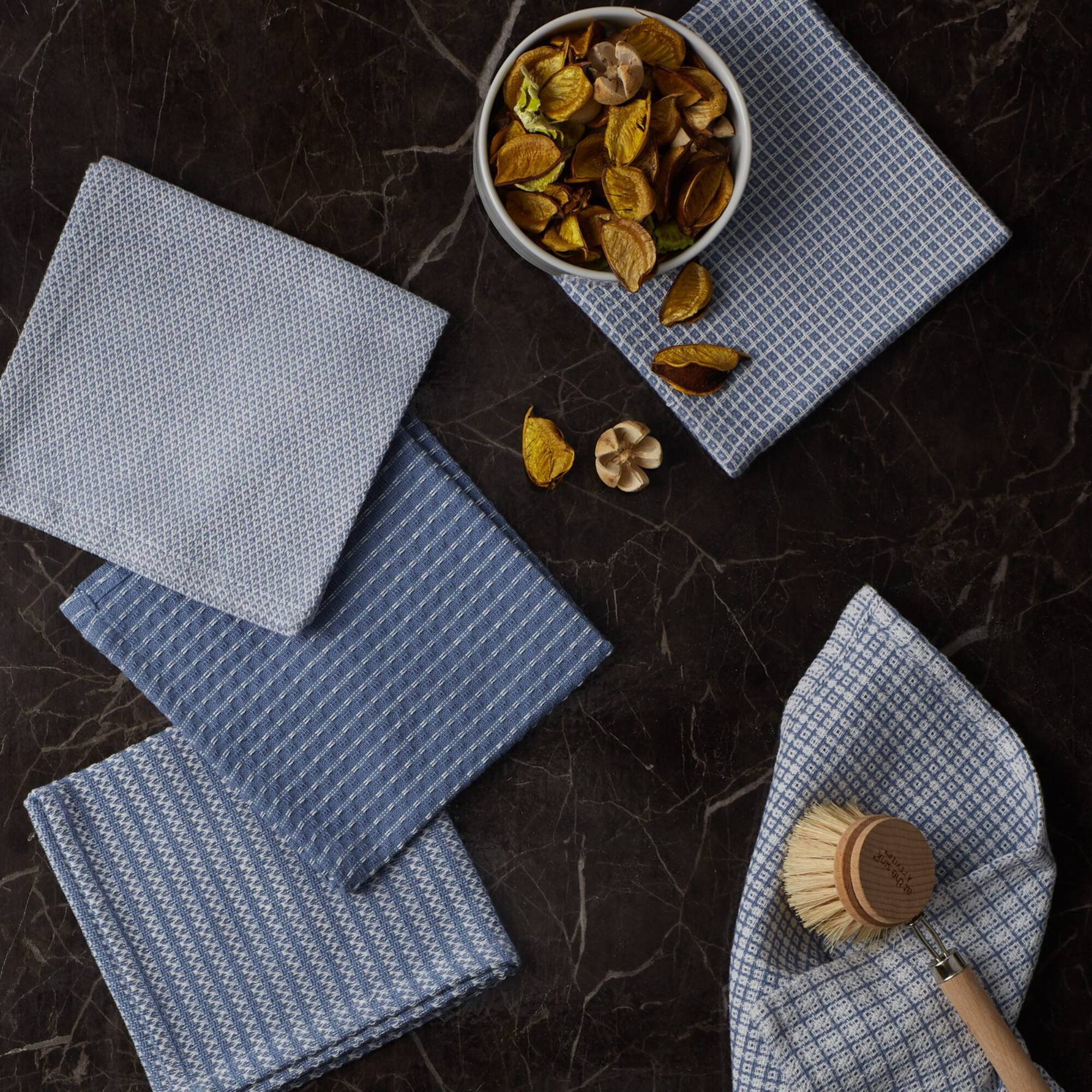 DII® Stonewash Mixed Pattern Blue Dishcloths, 5ct.